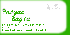 matyas bagin business card